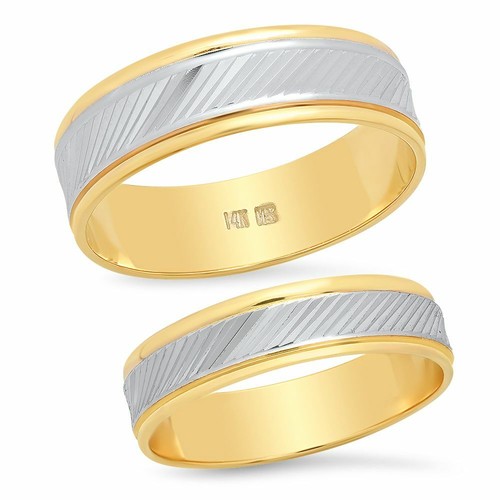 14k bicolore oro fede nuziale - 14k,