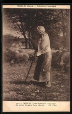 Cartolina artistica firmata Jean-Francois Millet: La petite Bergere 