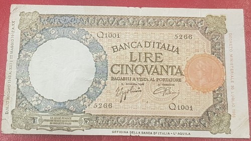 Banconota lire lupetta - 50,