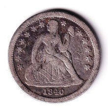 Dime Liberty 1840 seduto con