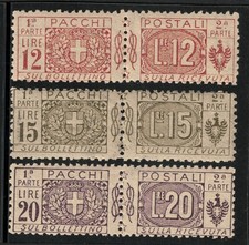 1914-22 Italia, pacchi postali, alti valori 17/19, nodo Savoia, MNH**