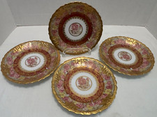 4 LS&S Limoges 6" PIATTI oro rose PIZZO SOVRAPPOSIZIONE traccia e bordo c1900 Francia