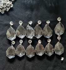 Ricambi set da 12 pz Gocce di Cristallo al Piombo per Lampadario Vintage Anni 50