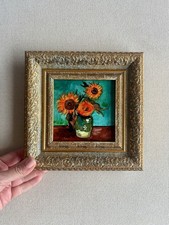 Miniature Reproduction Of Van Gogh Sunflowers Replica Hand Painted Size 10/10