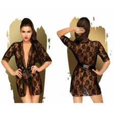 Kimono nero con cintura - kimono,