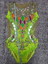 Body ginnastica ritmica bambina 6-8 anni giallo lime competizione