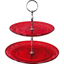 Alzata in vetro 2 piani rossa