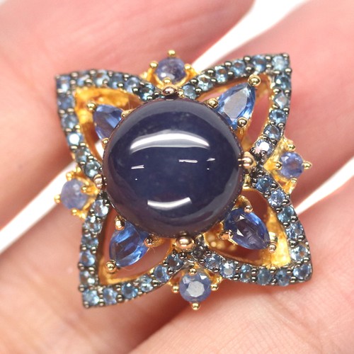 Anello halo cianite zaffiro - halo,