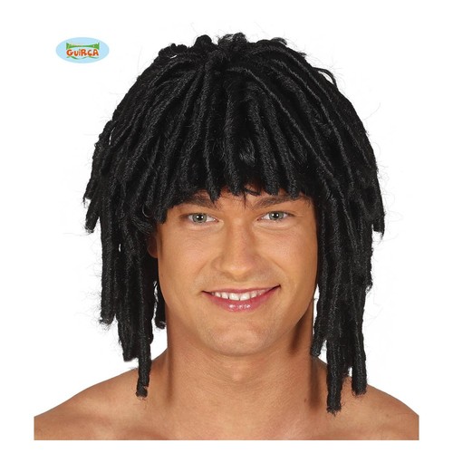 Parrucca nera rasta corta - nera,