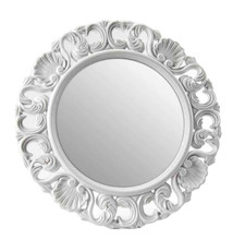 SPECCHIO TONDO BIANCO LEGNO 48*48 CM CORNICE CLASSIC SHABBY CHIC MODERNO