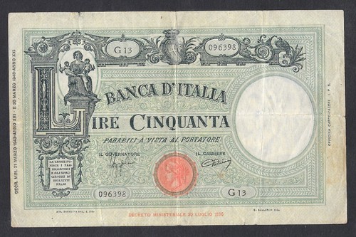 Italia regno banconota lire - -,