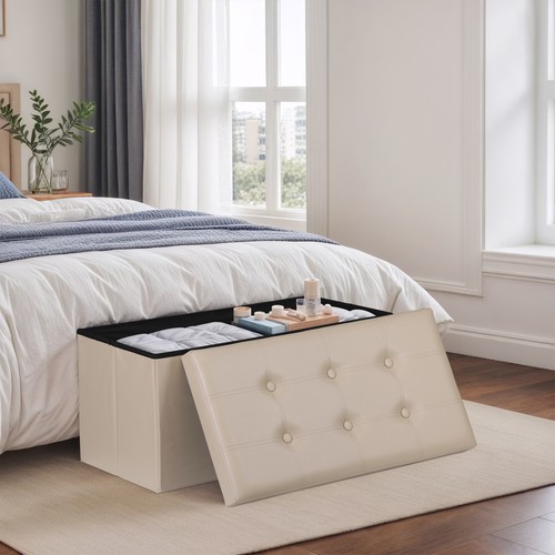 Poggiapiedi ecopelle beige - , con