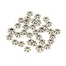 LOT de 100 perles intercalaires calottes FLEURS daisy 4,5mm ARGENTE foncé bijoux