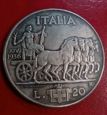 REGNO V.E.III MONETA COPIA 20 LIRE 1936 XIV,IMPERO,MATERIALE AMAGN.19,30 GRAMMI.