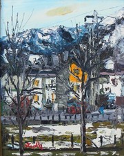 Giuseppe VIOLA (Milano 1933-2010) NATALE a BRATTO Olio su tela cm 50x40 +cornice