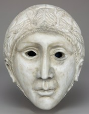 Antica maschera romana in marmo pietra antiquariato romano vicino orientale m...