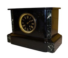 antico orologio in marmo nero con inserti  epoca '800 francese