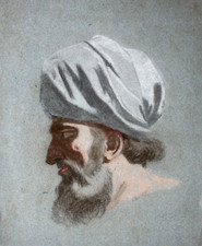 Studio di un uomo barbuto di profilo, disegno, scuola toscana 17/18. secolo