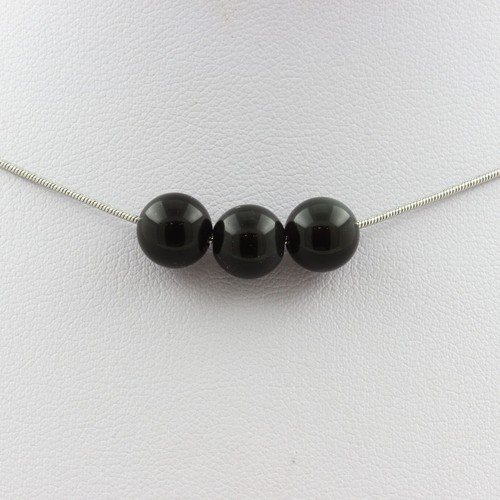 Collana perle ossidiana - ossidiana, nera