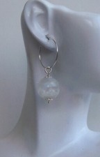 DELIZIOSI ORECCHINI  ARG.925 RODIATO E GRANDI SFERE DI PIETRA DI LUNA NATURALE 