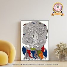 Poster Gond Art elefanti