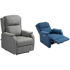 HOMCOM Poltrona Imbottita con Poggiapiedi in Tessuto Effetto Lino