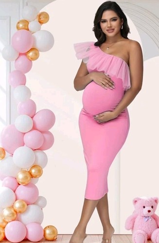 Vestito donna rosa monospalla
