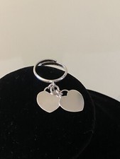 Anello in Argento 925 con due ciondoli pendenti a forma di cuore,misura regolabi