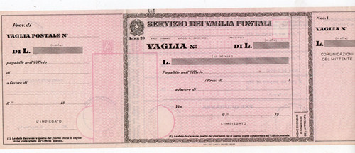 Vaglia postale mod i - postale,