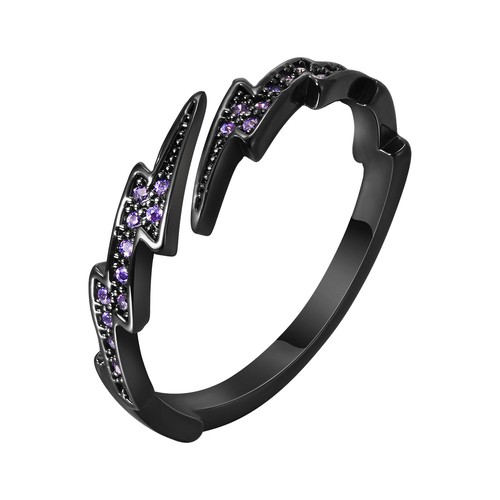 Anello aperto fulmine nero