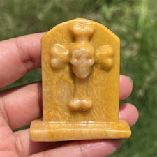 2.2" Natural Yellow Jade Cross