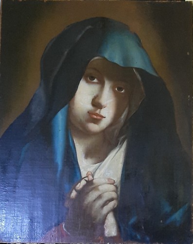 Olio tela madonna orante - su,