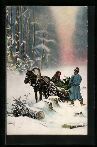 Cartolina coppia russa una - cartolina,
