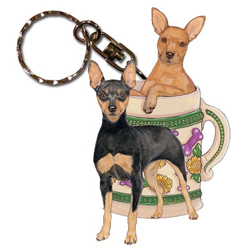 Portachiavi legno pinscher - in,