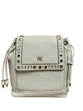 MariaCeline Zaino Donna Bianco, 25,5x29x11,5 cm, Con Dettagli Dorati