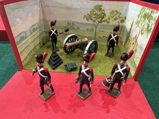 Soldatini giocattolo CBG Mignot rari vintage cannone artiglieria francese napoleonico diorama
