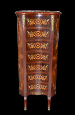 SETTIMINO INTARSIATO MOBILE A CASSETTI LEGNO MASSELLO CON BRONZI