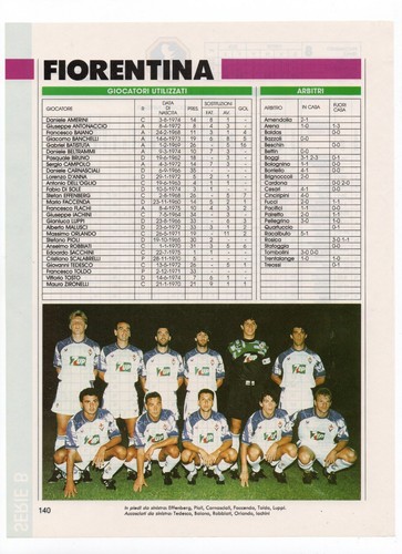 Fiorentina serie 1993 1994 - fiorentina, b
