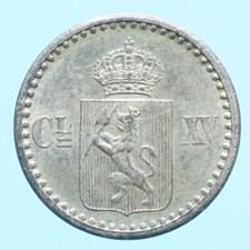 NORVEGIA CARL XV ADOLF 2 SKILLING 1871 CURRENCY NUMISMATICA MONETE DA COLLEZIONE