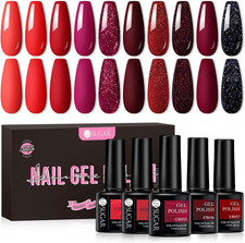 Smalto Semipermanente Unghie Rosso, 10 Colori Smalti Semipermanenti per Unghie R