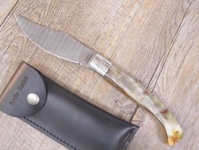 COLTELLO 27 CM SARDEGNA SARDO MANICO corno  muflone ARBURESA ARBUS lama DAMASCO