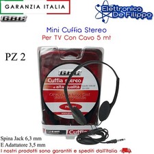Cuffie Per Televisione Con Cavo Da 5 mt Idoneo Per Anziani - Kit Da 2