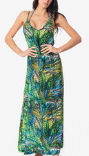 4giveness Abito Lungo Bird Of Paradise Fantasia Verde/Azzurra Donna FGCW3637