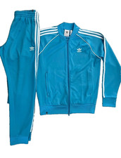 Adidas Superstar SST Tracksuit Men Size S Adicolor Light Blue Sky Suit Tuta Uomo