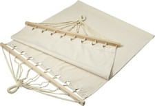 Amaca da giardino in polycanvas pesante con custodia. Bordi in legno. 195X80 cm