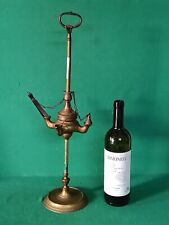 ANTICA LAMPADA FIORENTINA LUME IN OTTONE A OLIO PETROLIO 4 LUCI ANNI '50. CN3