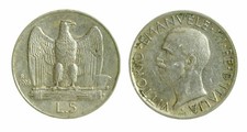pci4634) Vittorio Emanuele III  (1901-1943) - 5 Lire Aquilino 1928 **