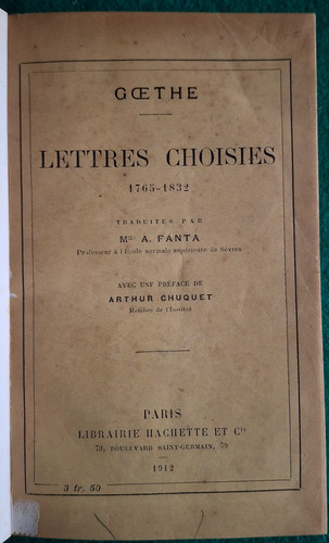 Goethe lettres choisies - goethe,
