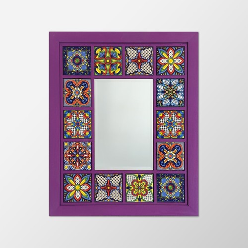 Specchio mosaico malva fatto - , a