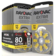 80 Batterie PILE RAYOVAC Extra 10 per Apparecchi Acustici PROTESI udito PR70